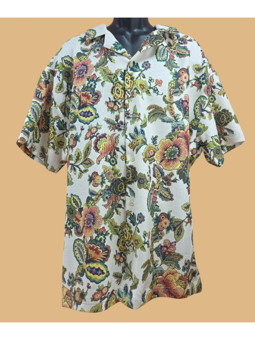 Malibu By Drell Floral Print Short Sleeve Shirt 2X